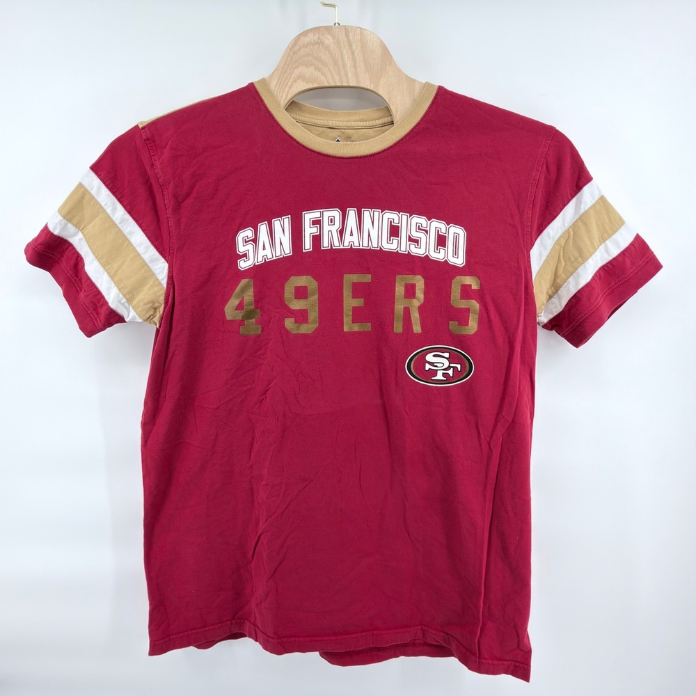 San Francisco 49ers T Shirt Mens 2XL Red Gold Colorblock Sleeve Stripe NFL‎ Team